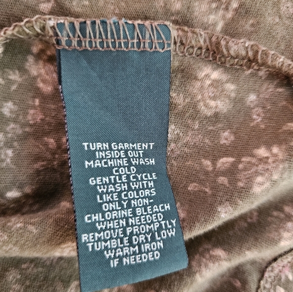 Lauren ralph lauren sz2X brown cotton floral 1/4 button up blouse ruffled neck - Picture 3 of 10